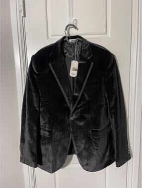 COOFANDY Suits for Men Size MD Black Velvet 2 Pieces M210